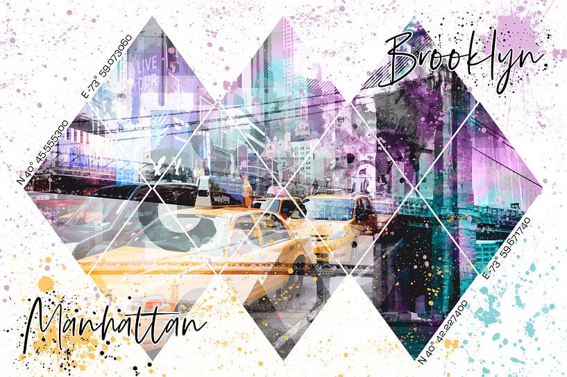 MODERN ART Coordonnées MANHATTAN &amp; BROOKLYN par Melanie Viola