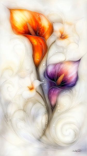 Aquarell von Blumen von Gelissen Artworks