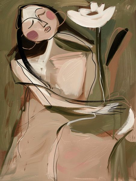 Modernes und abstraktes Porträt in Erdtönen von Carla Van Iersel