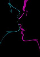 Homme et femme bleu rose