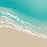Aerial Fluid Art View of Ocean Wave Meeting Sand Beach Seascape
