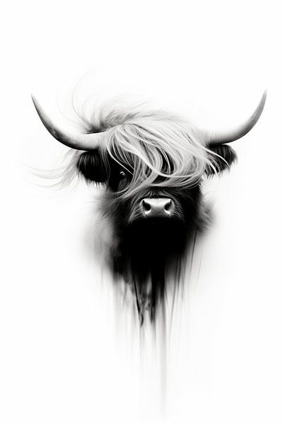 Scottish Highlander Harmony in Black and White by Karina Brouwer