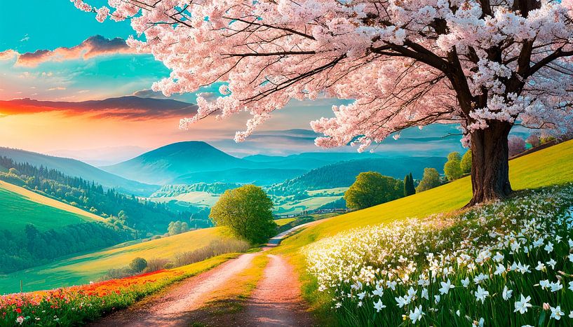 Paysage avec fleurs par Mustafa Kurnaz