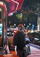 Evening in the city. Painting by Toon Nagtegaal