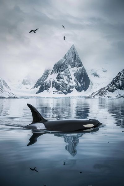 Orca im eisigen Wasser von Poster Art Shop