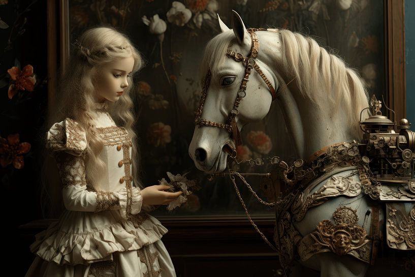 Still life with porcelain doll and her horse by Ton Kuijpers