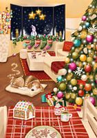 Joyeux Noël avec arbre de Noël et chien Beagle