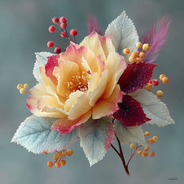 yellow flower with water and icing by Gelissen Artworks