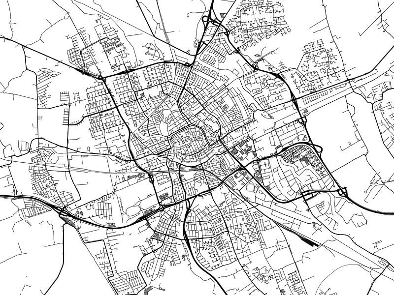 Karte von Groningen in Schwarz ud Weiss von De Kaartenwinkel