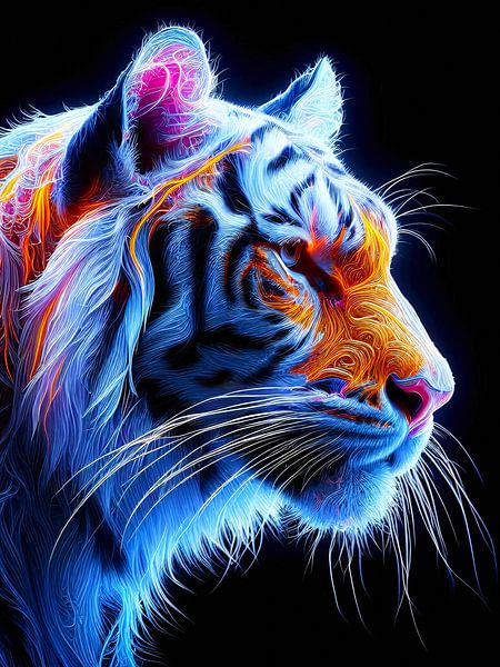 Neon Tiger Kopf Illustration von A.D. Digital ART