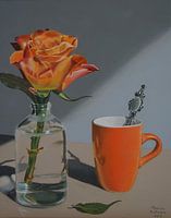 still life with orange rose