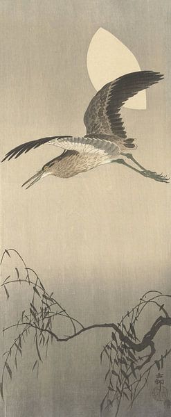 Reiher und Mond von Ohara Koson - 1900 - 1910 von Gave Meesters