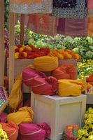 Colourful fabrics and turbans - Sunflower Surprise Exhibition