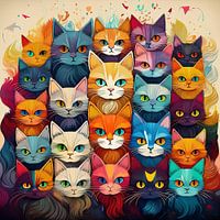 Jede Menge bunte Katzen