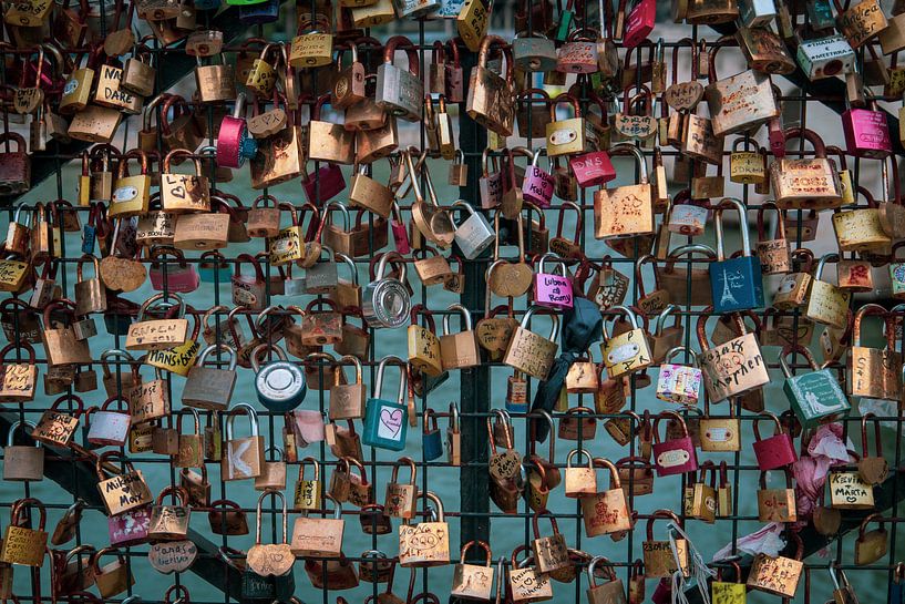 Love locks on the Pont des Arts in Paris by Suzanne Schoepe