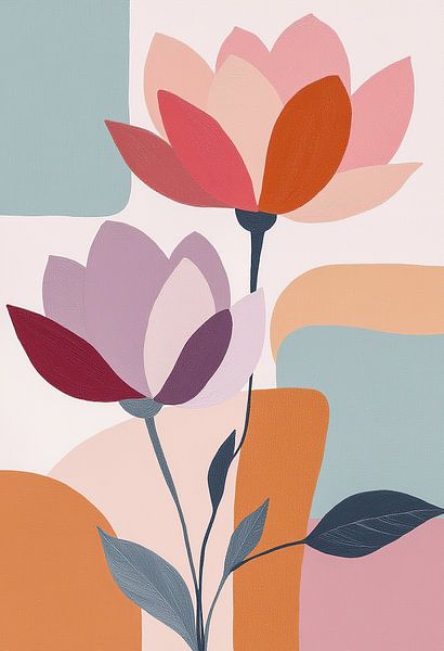 Modern Floral Painting - Minimalist Art for Interior. by AVC Art Studio