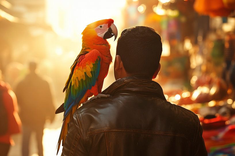 Papagei und Mensch von Poster Art Shop