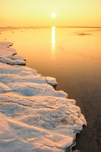 Arktisches Eis und Meereslandschaft auf den Sandflächen des Wattenmeeres von Sjoerd van der Wal Fotografie