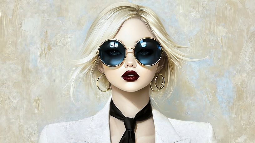 Stylish woman with platinum blonde hair by Frank Heinz