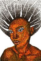 Woman expressive pointillism