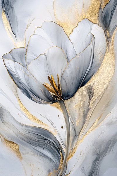 Abstracte tulp met gouden accenten van Imperial Art House