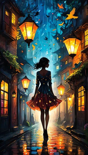 Une promenade enchantée en soirée par Retrotimes