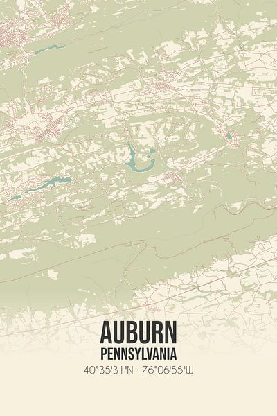 Alte Karte von Auburn (Pennsylvania), USA. von Ortsdrucke
