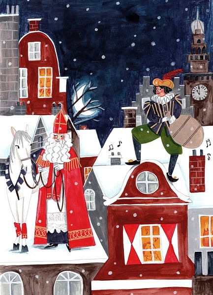 Sinterklaas et Pete sur le toit par Caroline Bonne Müller