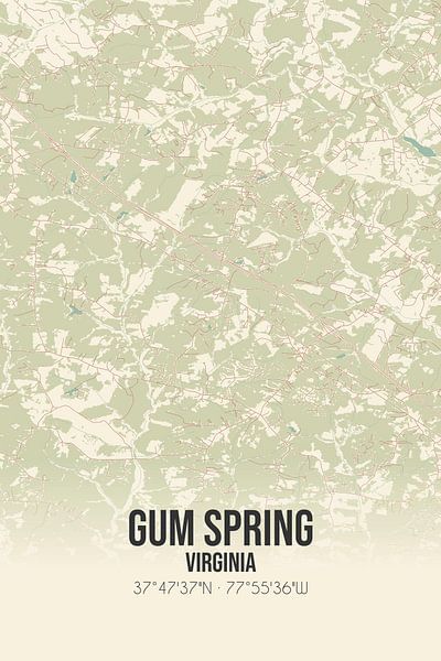 Alte Karte von Gum Spring (Virginia), USA. von Ortsdrucke