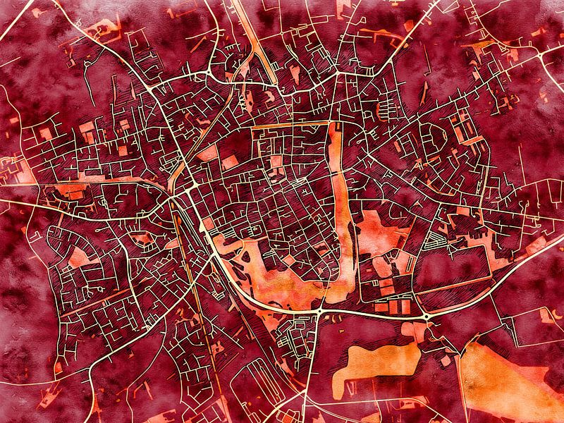 Carte de Ieper avec le style 'Amber Autumn' par Maporia