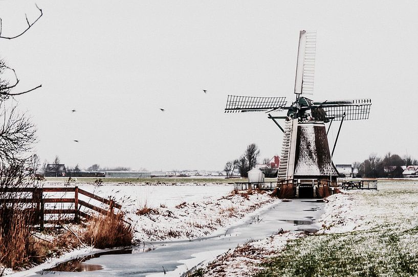 Molen de Eendracht bij Kimswerd by Sidney Portier