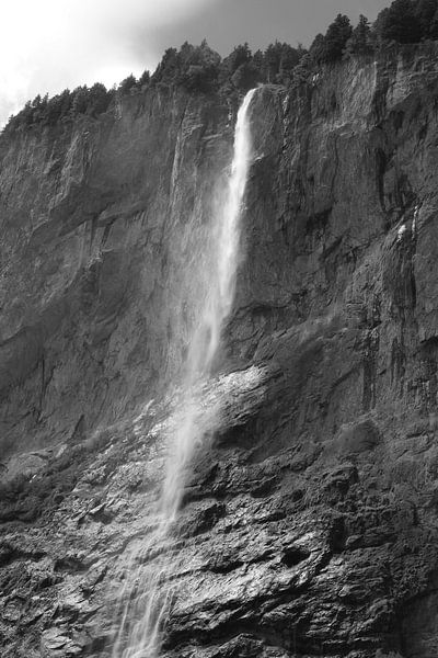 Staubbach Waterfall, Lauterbrunnen, Switzerland, mono by Imladris Images
