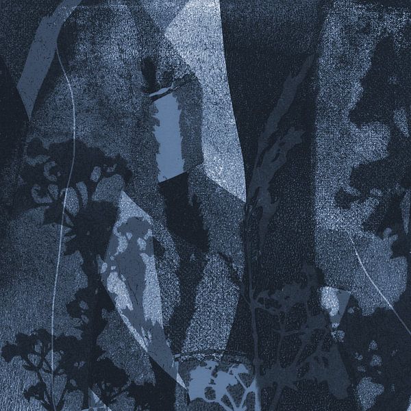 Nachtblumen. Abstrakte Botanik in Blau und Schwarz von Dina Dankers
