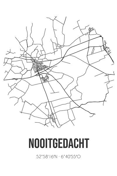 Nooitgedacht (Drenthe) | Karte | Schwarz und Weiß von Ortsdrucke