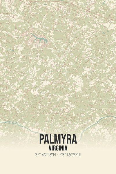 Alte Karte von Palmyra (Virginia), USA. von Ortsdrucke