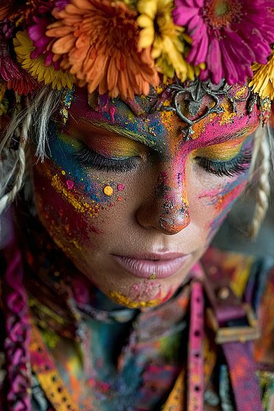 Kunst Frau mit Blumen von Egon Zitter