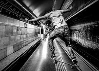 Skateboarder in the subway