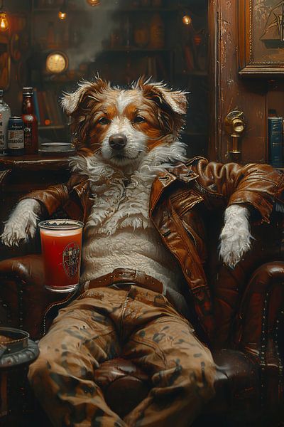 Charismatischer Hund im Vintage-Sessel von Art & Soul Creations