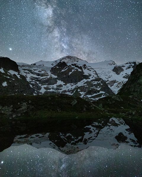 Milky Way reflected in water, Swiss Alps by Pascal Sigrist - Landscape Photography