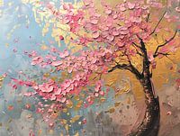 Fleurs roses et dorées