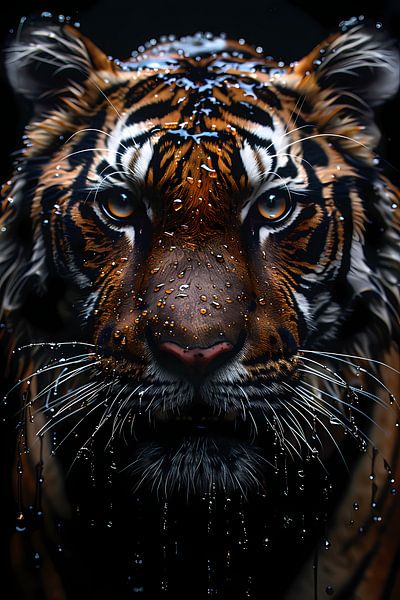 HyperRealistischer Tiger im Regen von Art & Soul Creations