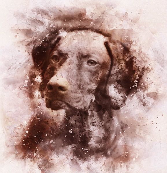 Ungarischer Vizsla, Aquarell in Brauntönen von MadameRuiz