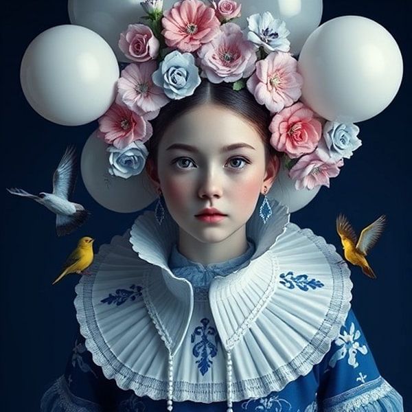 Fille bleu Delft style moderne . par J.a Dijkstra