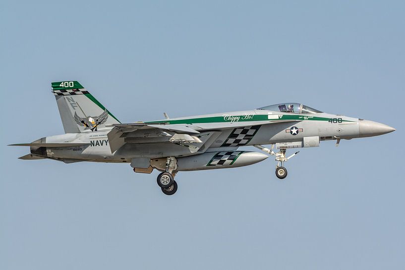 A beautiful US Navy Boeing F/A-18E Super Hornet photographed just before landing at Naval Air Facili by Jaap van den Berg