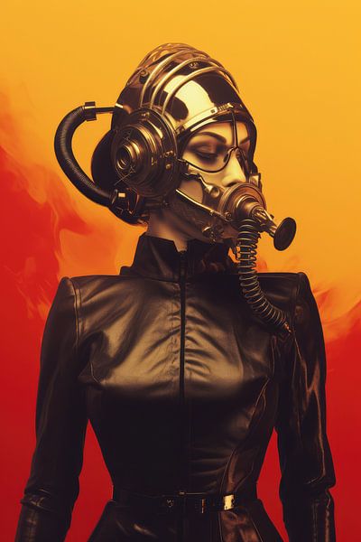 Digital erstellt sehr schöne sexy Frau mit bizarren Fetisch Maske in hallo Mode-Stil von Art Bizarre