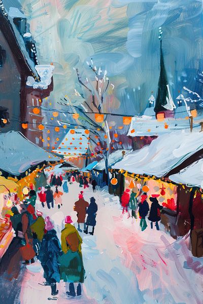 Christmas market | Village Festival in Wintertime by Wonderful Art