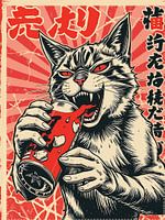 Ausdrucksstarke Katze beim Trinken