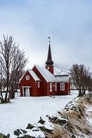 Petite église rouge en Norvège