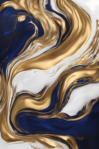 Abstraktes Design in Wellenform in Gold und Marine von Art & Soul Creations