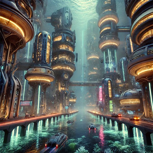 Cyberpunk City under the Waves by Eric Nagel